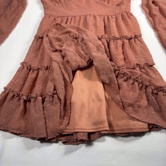 Altard State Dress Womens Small Rose Swiss Dot Cottage Ruffle Zip Up Flowy Gauzy - Picture 12 of 14